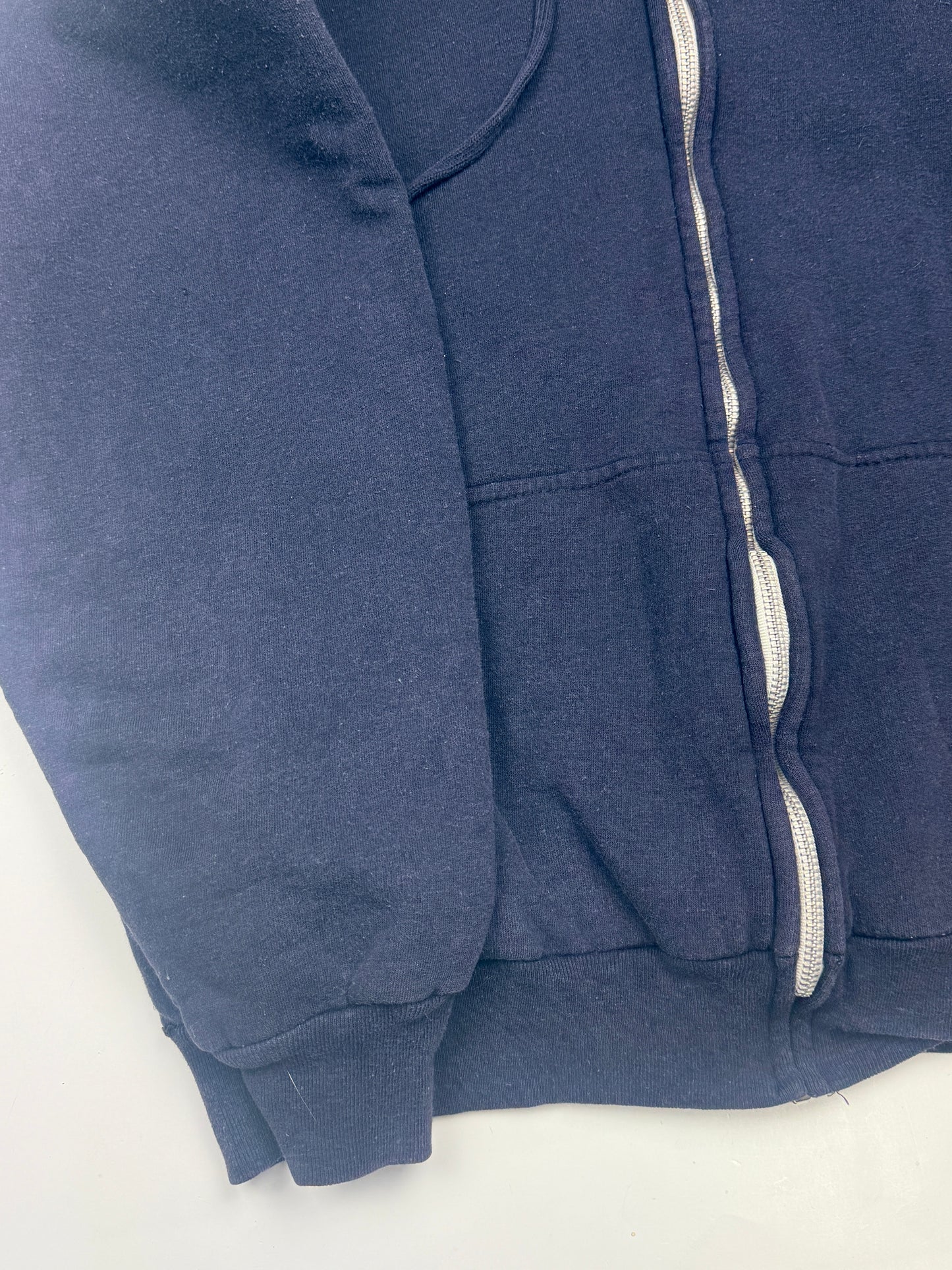 Vintage 80s Big Yank Thermal Lined Blank Cropped Boxy Full Zip Hooded Sweatshirt Size L
