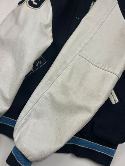 Vintage 90s Stitched Two Tone Wool Varsity Letterman Jacket Size L