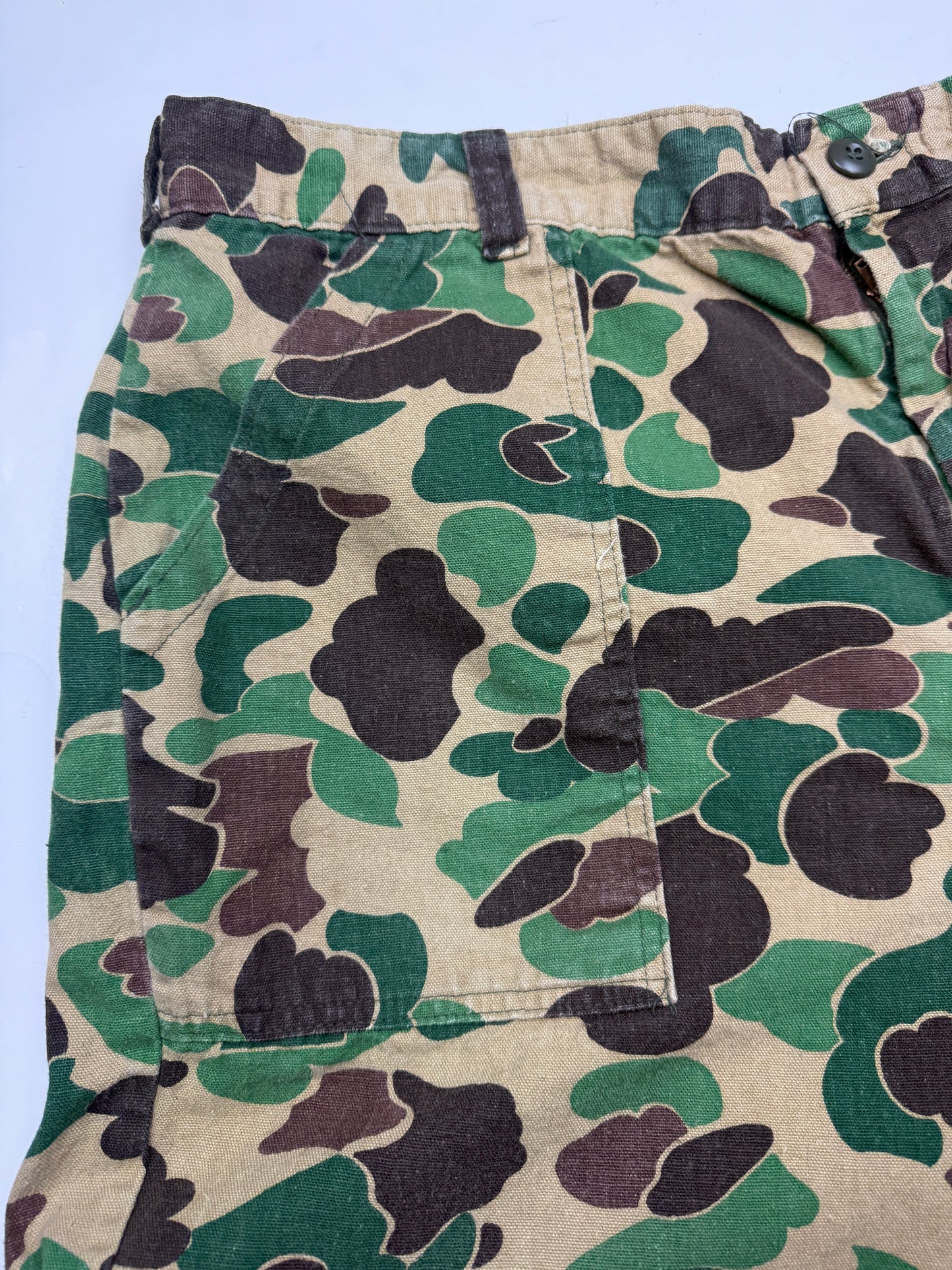 Vintage 70s/80s Military Fatigue 107 Duck Camo Hunter Light Weight Pant Size 40W