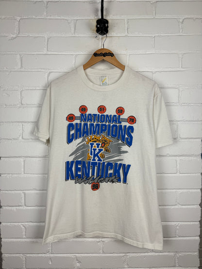 Vintage 1996 Kentucky Wildcats UK National Champs NCAA Basketball T Shirt Size L 90s