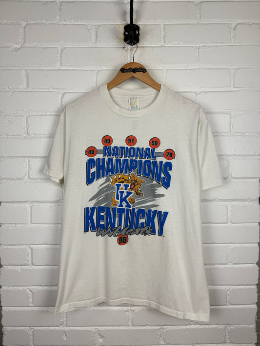 Vintage 1996 Kentucky Wildcats UK National Champs NCAA Basketball T Shirt Size L 90s