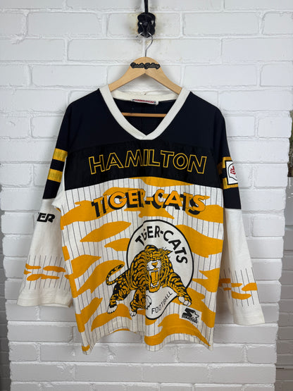 Vintage 80s Hamilton Tiger-Cats Starter All Over Print Football Jersey Size L