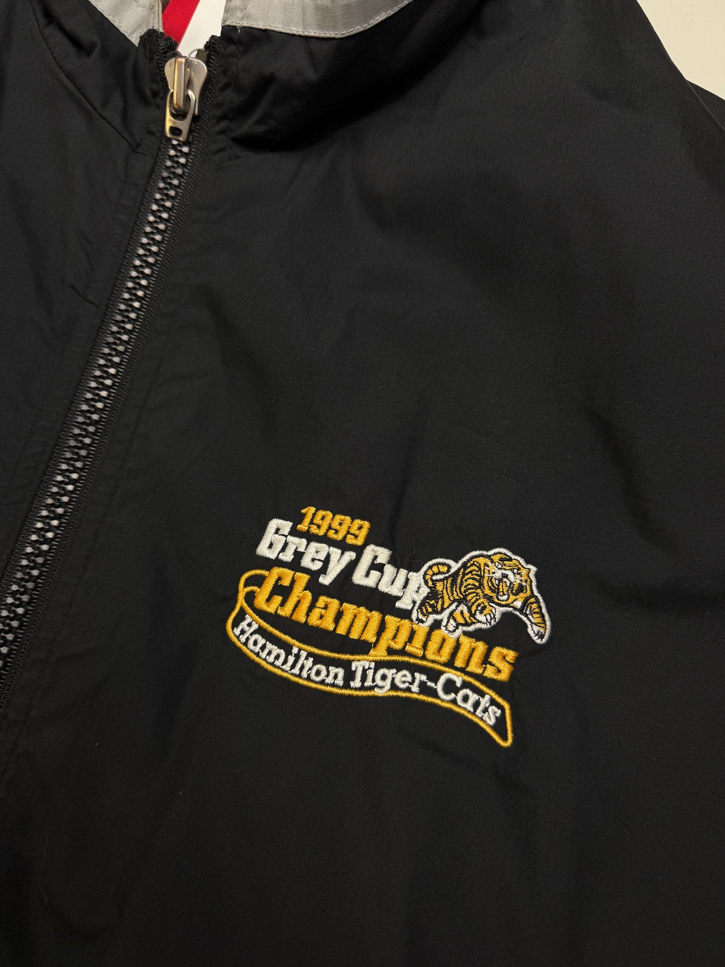 Vintage 90s Hamilton Tiger Cats Grey Cup Champions Embroidered Light Starter Jacket Size L