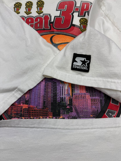 Vintage 1998 Chicago Bulls 3 Peat Repeat City Skyline T Shirt Size XL
