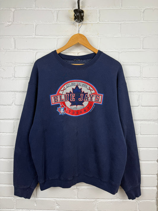 Vintage 1998 Toronto Blue Jays MLB Baseball Puff Print Crewneck Sweatshirt Size L