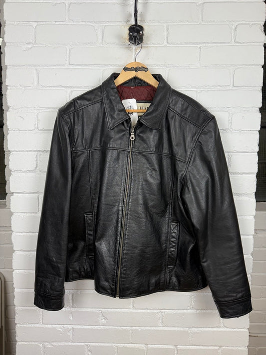 Vintage 90s Wilsons Leather Thinsulate Motorcycle Biker Style Jacket Size XL Black