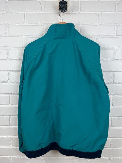 Vintage 90s LL Bean Fleece Lined Warm Up Nylon Bomber Jacket Size L
