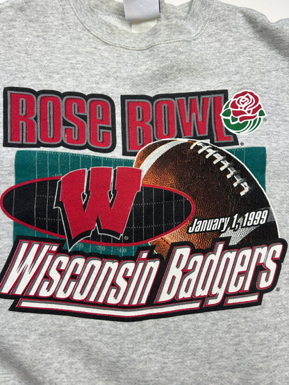 Vintage 1999 Wisconsin Badgers Rose Bowl Football Logo Athletic NCAA Sweatshirt Size XL 90s