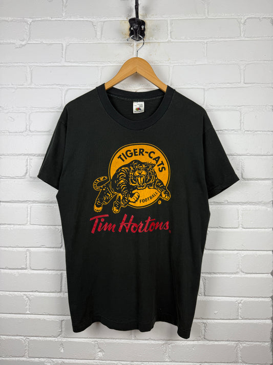 Vintage 90s Hamilton Tiger Cats Tim Hortons Graphic T Shirt Size L