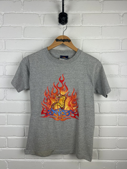 Vintage JNCO Y2K Snake Flames Graphic T Shirt Size S