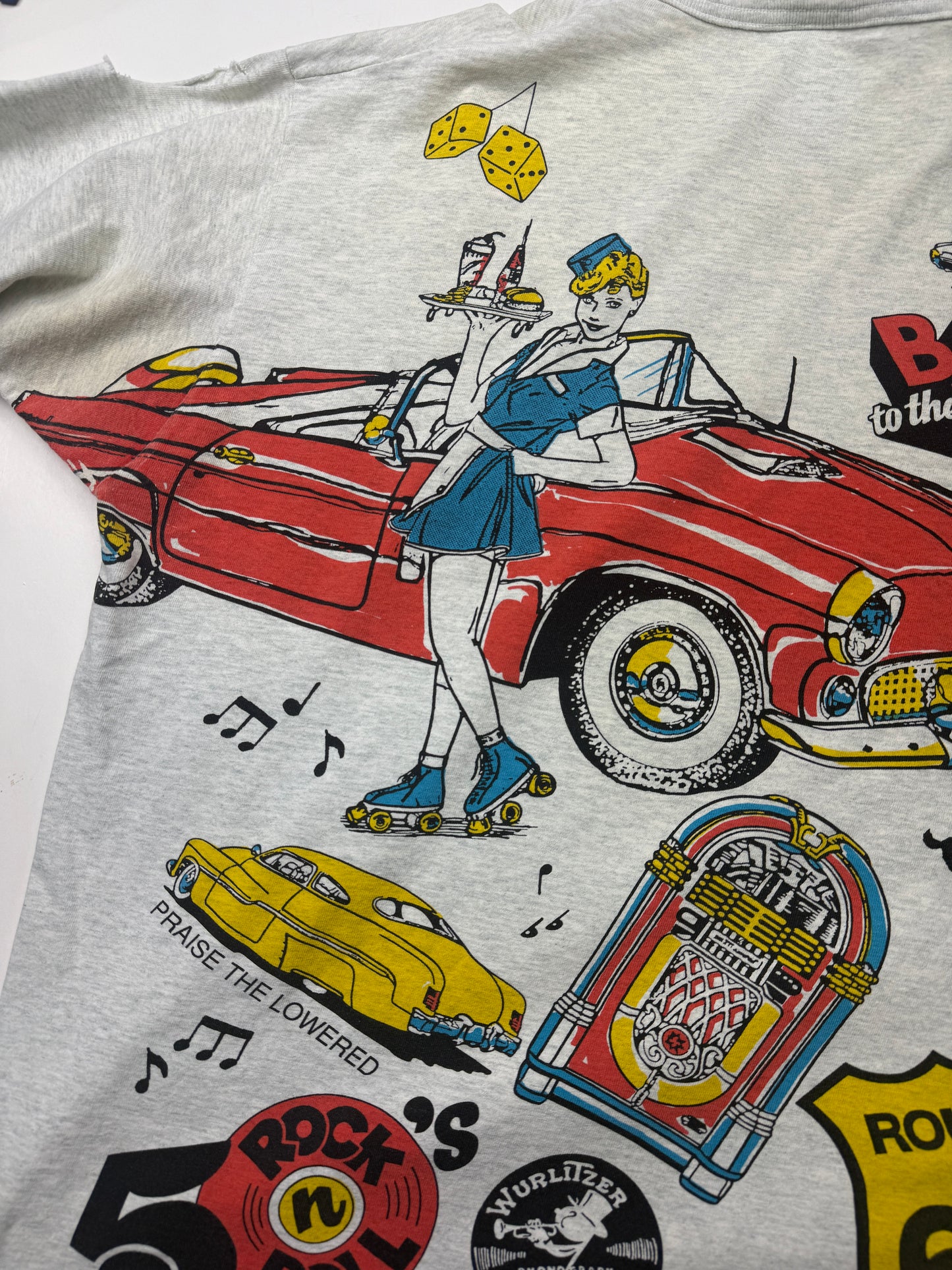 Vintage 1996 Cruisin Back To The 50s All Over Print Classic Cars Diner T Shirt Size XL