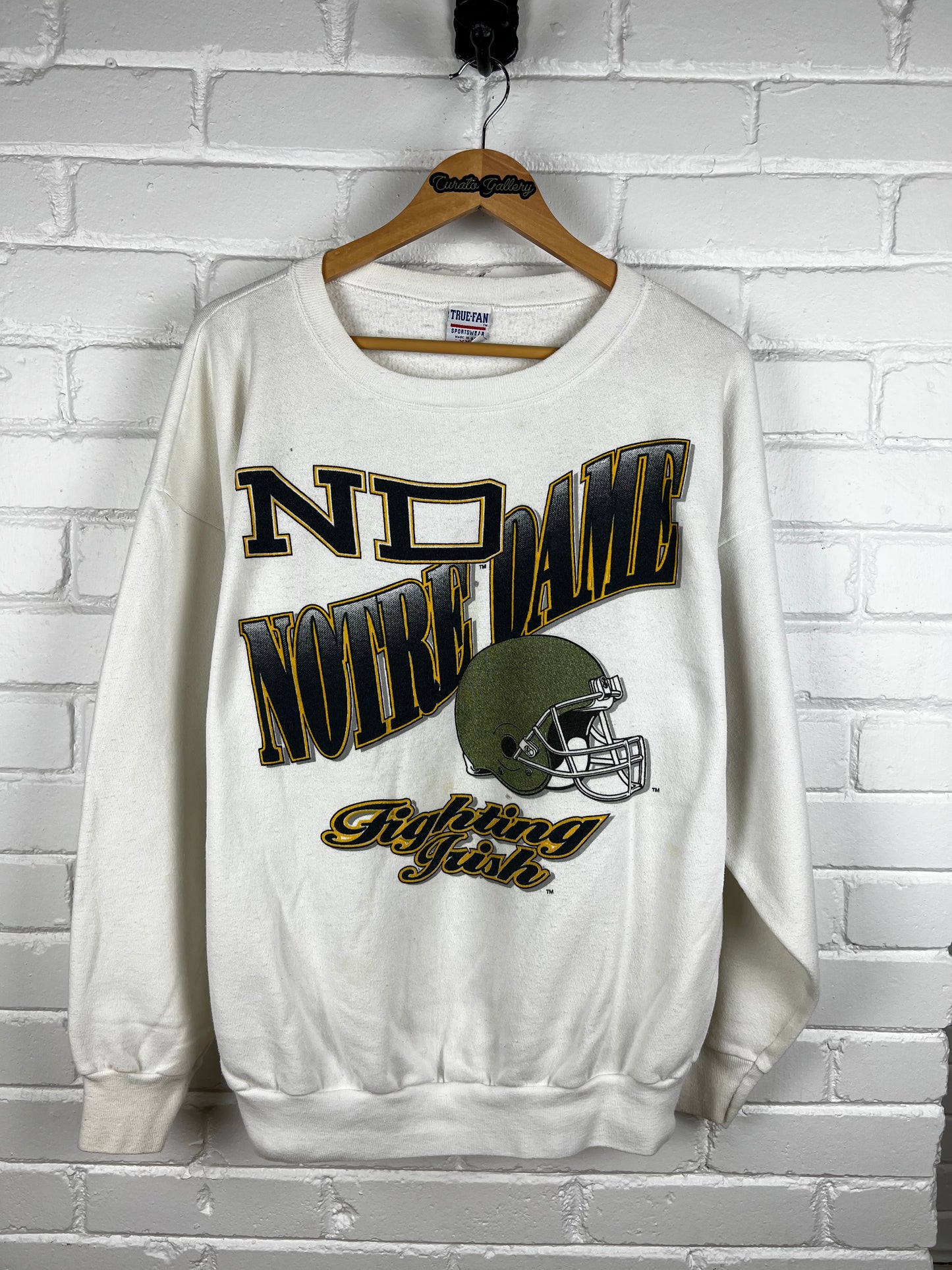 Vintage 90s Notre Dame Fighting Irish Football Spell Out NCAA Sweatshirt Size XXL