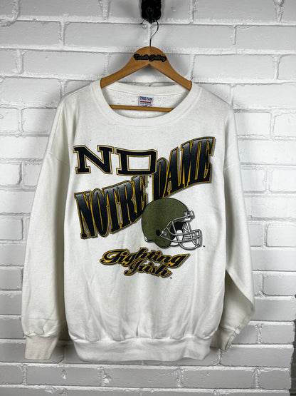 Vintage 90s Notre Dame Fighting Irish Football Spell Out NCAA Sweatshirt Size XXL