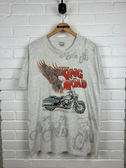 Vintage 1998 Sturgis Black Hills Rally King Of The Road Bald Eagle T Shirt Size XL 90s