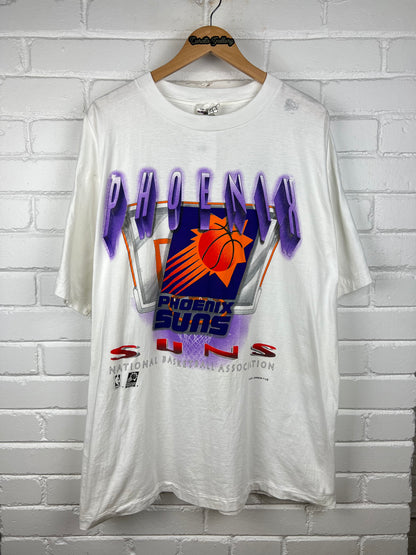 Vintage 90s Phoenix Suns NBA Basketball Magic Johnson Ts Big Graphic T Shirt Size XL