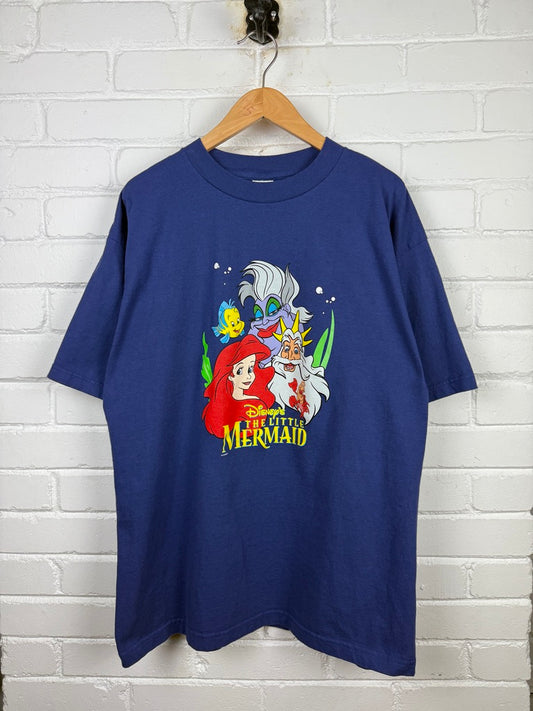 Vintage 90s The Little Mermaid Disney Ariel Sebastian Ursula Animated Movie Promo T Shirt XL