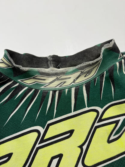 Vintage 90s Pro Racing SX1 All Over Print Motocross Green Long Sleeve T Shirt Jersey Size XL