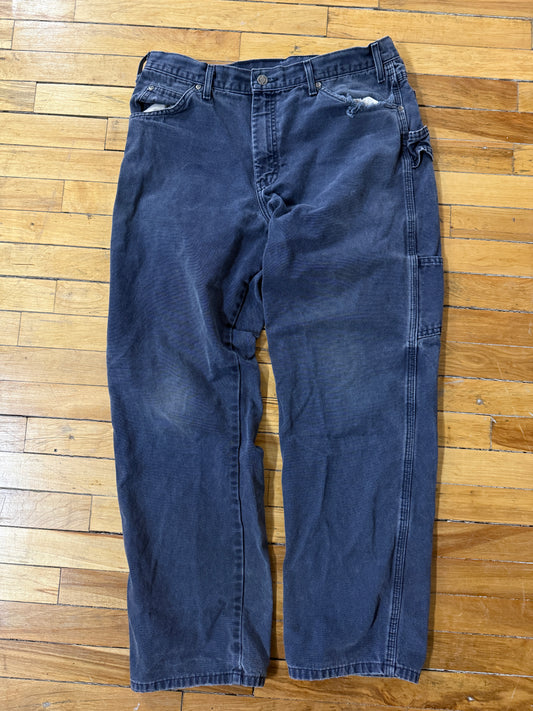 Vintage Dickies Carpenter Work Wear Canvas Baggy Fit Pant Size 35W Faded Blue