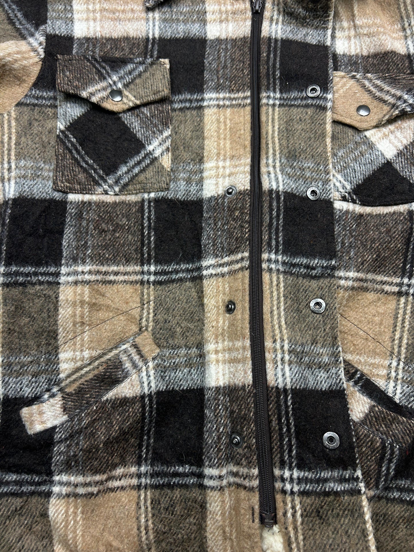 Vintage 80s Nothern Summit Sherpa Lined Plaid Overcoat Jacket Size M
