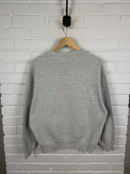 Vintage 90s Russell Athletic Cropped Boxy Fit Blank Crewneck Sweatshirt Size L Heather Gray