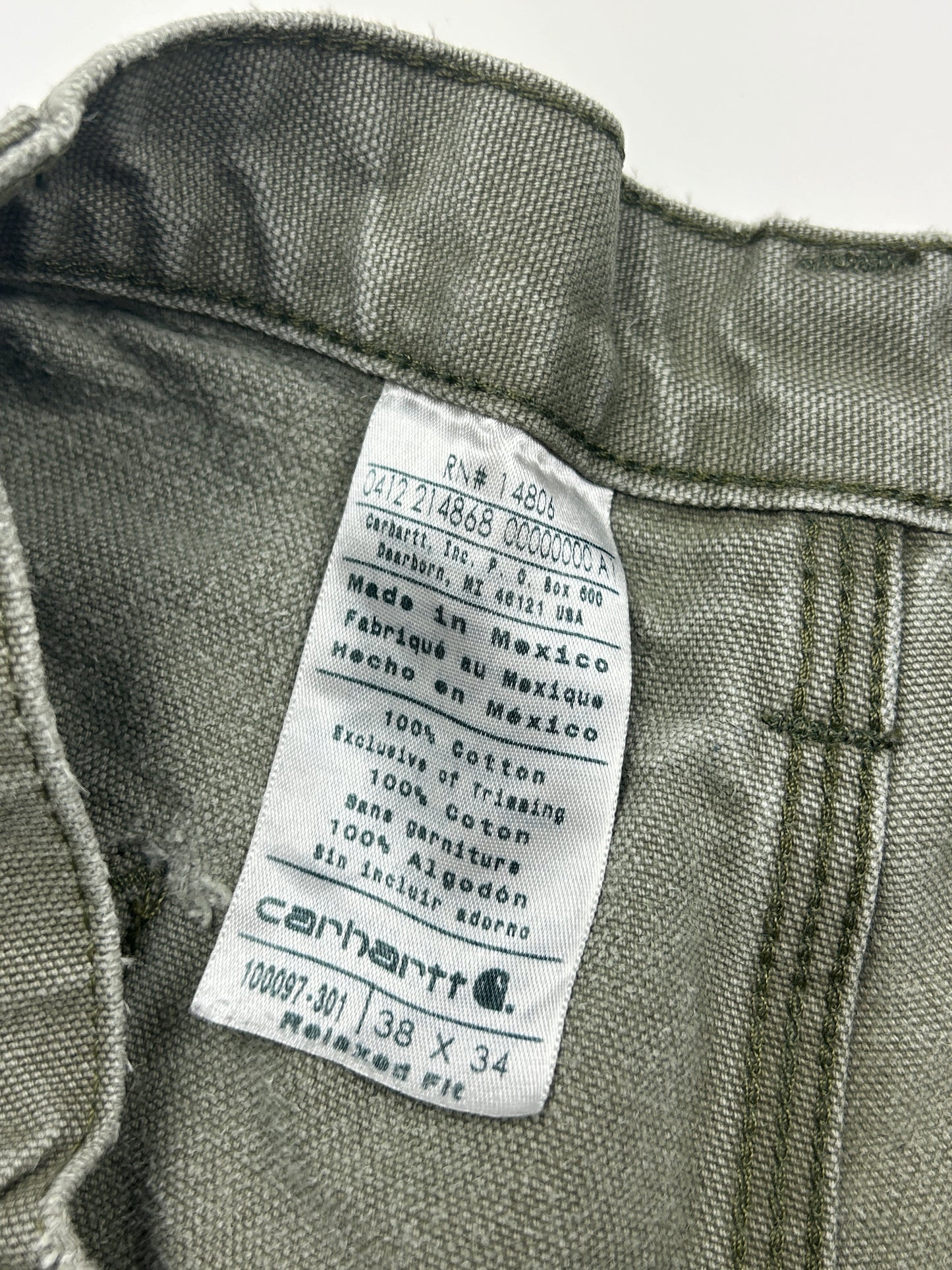 Carhartt Canvas Work Wear Carpenter Pants Size 38W Sage Green