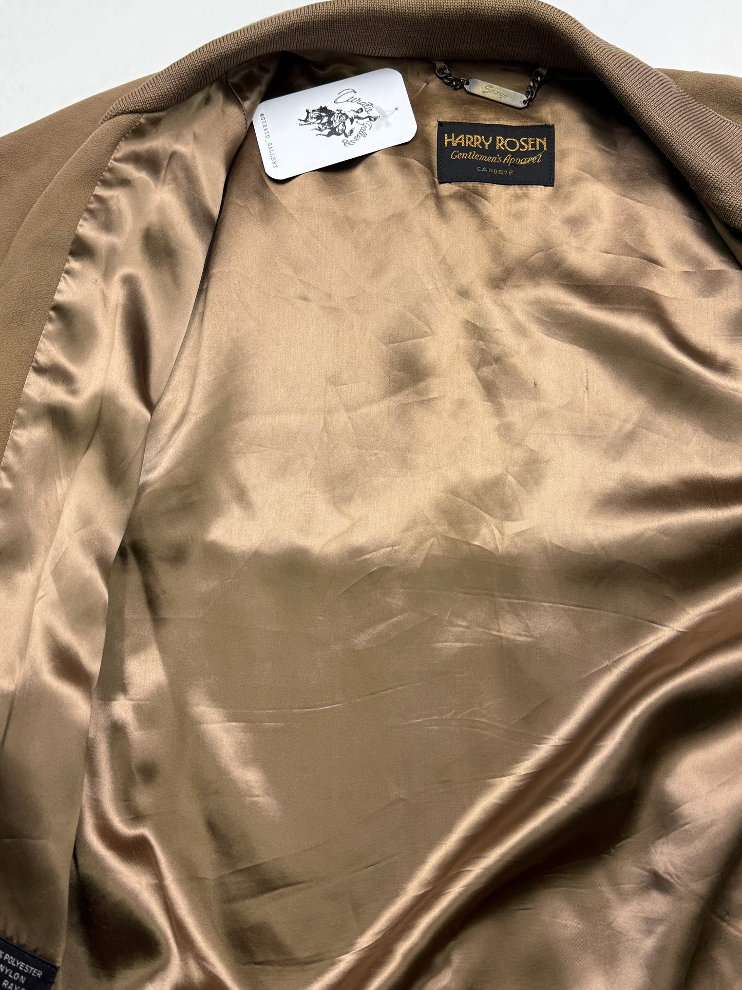 Vintage 80s/90s Harry Rosen Satin Lined Suede Bomber Size 44 XL