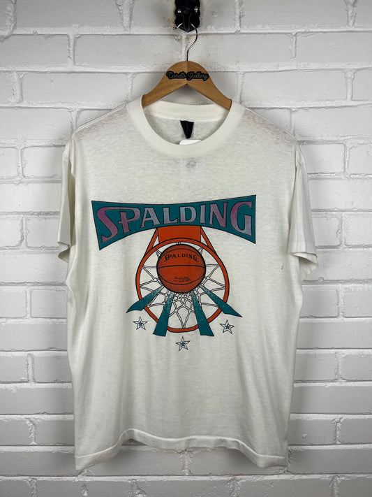 Vintage 80s/90s Spalding Basketball Graphic Sports T Shirt Size L