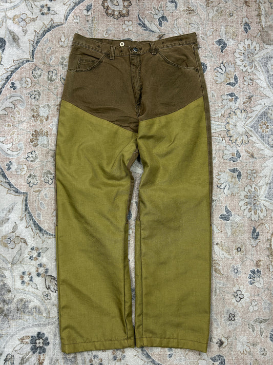 Vintage Wrangler Pro Gear Hunting Double Knee Brown Jeans Size 36W