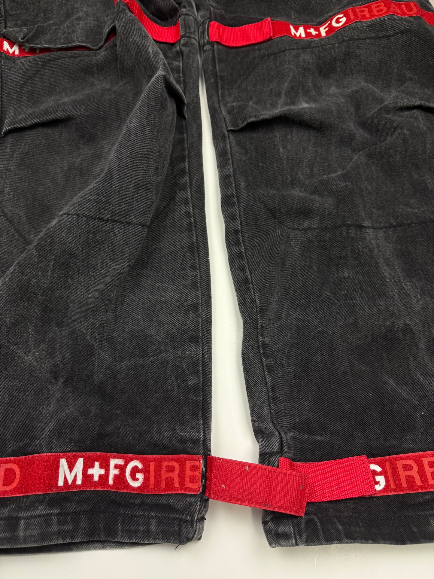Vintage Marithe Francois Girbaud M+FG Baggy Cargo Black Denim Jean Pants Size 39W