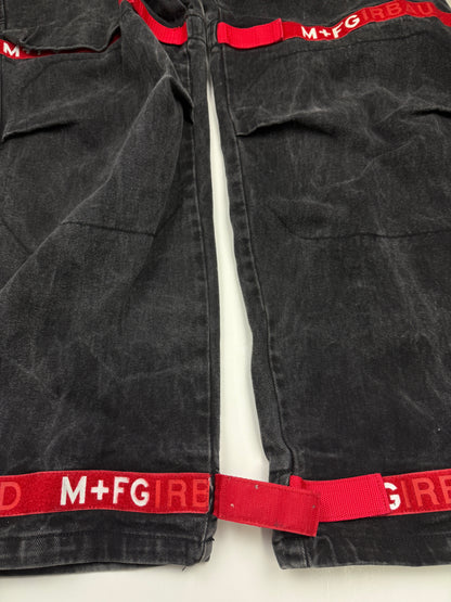 Vintage Marithe Francois Girbaud M+FG Baggy Cargo Black Denim Jean Pants Size 39W