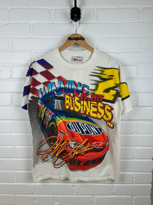 Vintage 1999 Jeff Gordon #24 Winning Is His Business Nascar Racing AOP T Shirt Size M 90s