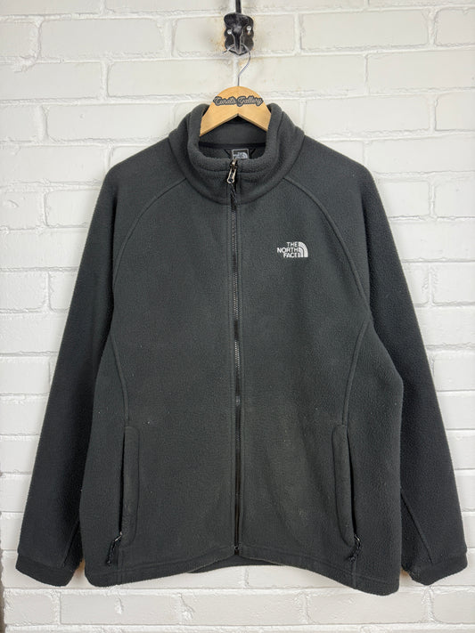 Vintage The North Face TNF Embroidered Logo Full Zip Fleece Sweater Size L Black