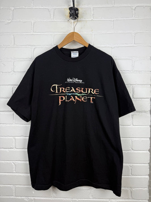 Vintage 2002 Disney Treasure Planet Title Hit Movie Promo T Shirt Size XL