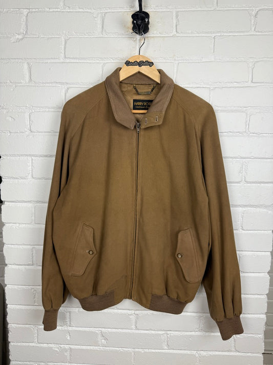 Vintage 80s/90s Harry Rosen Satin Lined Suede Bomber Size 44 XL