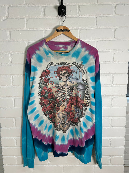 Vintage 1995 Grateful Dead 30 Years Skull Roses Tie-Dye Band Music Long Sleeve T-Shirt Size XL 90s