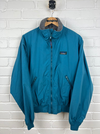 Vintage 90s LL Bean Fleece Lined Nylon Three Season Bomber Jacket Size M