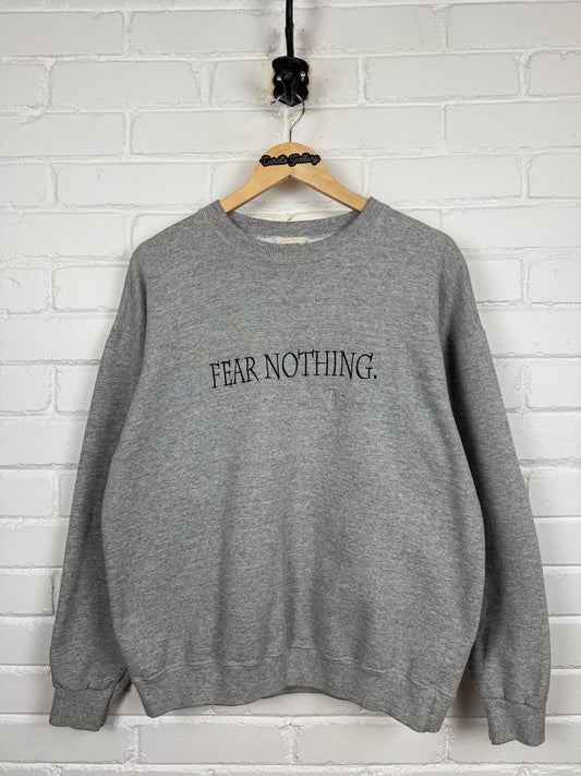 Vintage 90s No Fear Fear Nothing Embroidered Crewneck Sweatshirt Size L