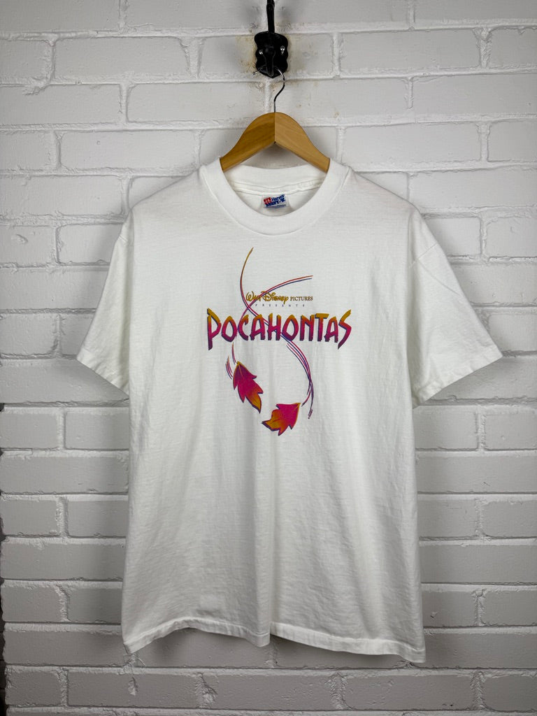 Vintage 1995 Pocahontas Disney Movie Promo Spell Out Graphic T Shirt Size L
