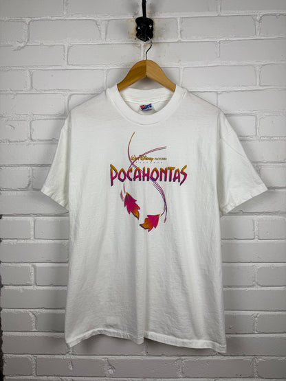Vintage 1995 Pocahontas Disney Movie Promo Spell Out Graphic T Shirt Size L