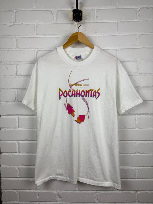 Vintage 1995 Pocahontas Disney Movie Promo Spell Out Graphic T Shirt Size L