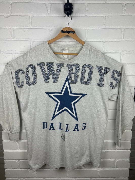 Vintage 1998 Dallas Cowboys Arm Spell Out Riddell NFL Long Sleeve T Shirt Size L