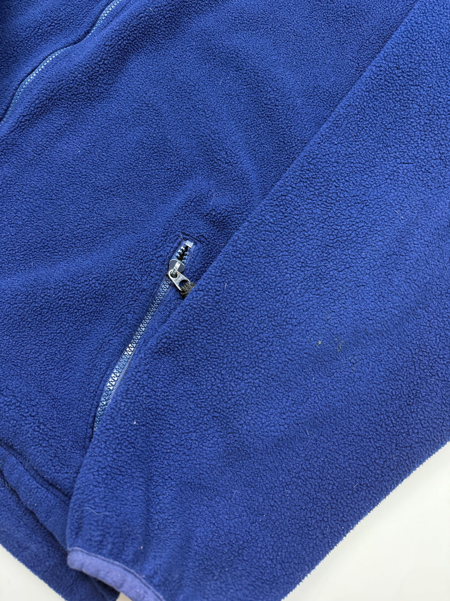 Vintage LL Bean Embroidered Spell Out Full Zip Fleece Sweater Size XXL Navy Blue