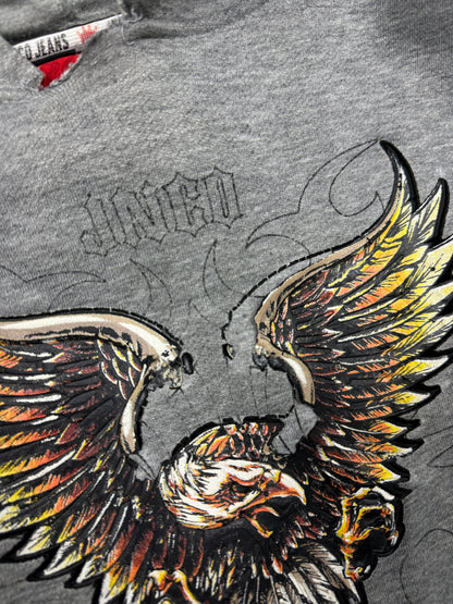 Vintage Y2K Jnco Jeans Bald Eagle Tribal Print Hooded Sweatshirt Size XXL