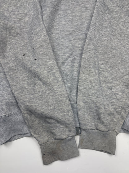 Vintage 80s Blank Heather Gray Cropped Boxy Hooded Sweatshirt Size L