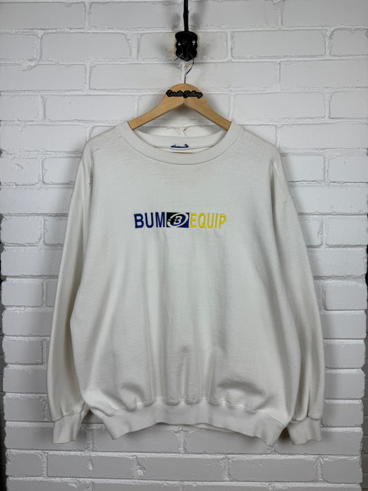 Vintage 90s Bum Equipment Embroidered Spell Out Logo Crewneck Sweatshirt Size XL
