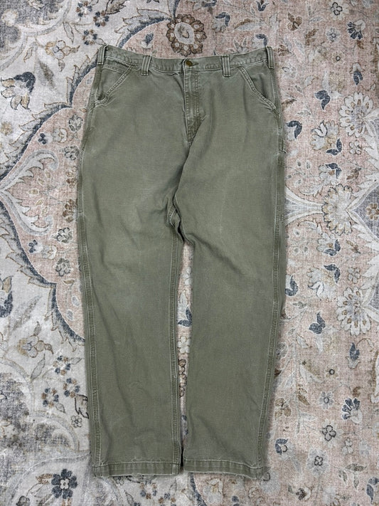 Carhartt Canvas Work Wear Carpenter Pants Size 38W Sage Green