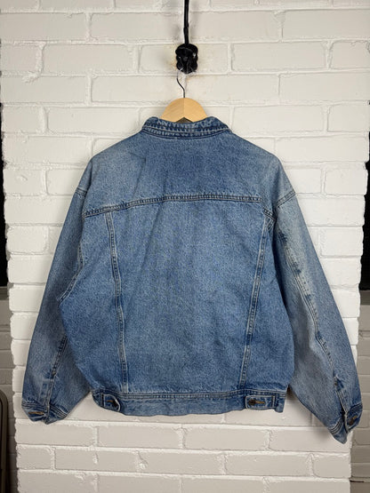 Vintage Gap Denim Lined Zip Up Hybrid Trucker Style Jacket Size L