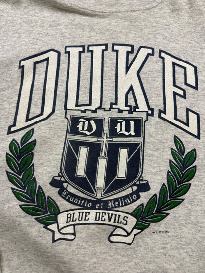 Vintage 90s Duke Blue Devils NCAA Collegiate Crest Front & Back Graphic Sweatshirt Size XL