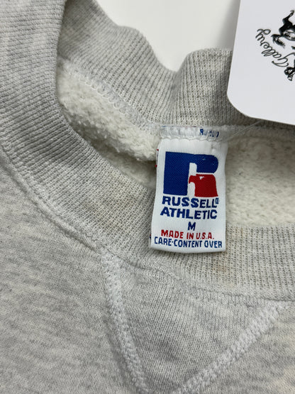 Vintage 90s Russell Athletic Cropped Boxy Fit Blank Crewneck Sweatshirt Size M Heather Gray