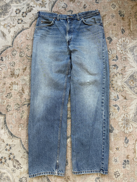 Vintage Levis Orange Tab 514's Faded Stonewash Denim Jeans Size 35W